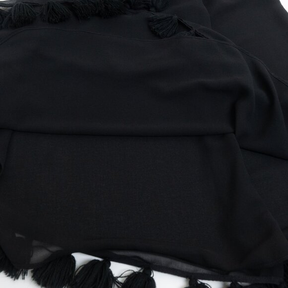 MISA Los Angeles Black Sleeveless Tassel Hem Midi Dress Medium Boho Chic - Picture 9 of 14